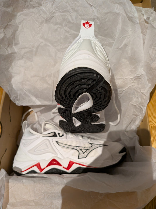 1 Pair of Team Canada Mizuno Wave Momentum 3 Women's Volleyball Shoes - Size 8, Red/White